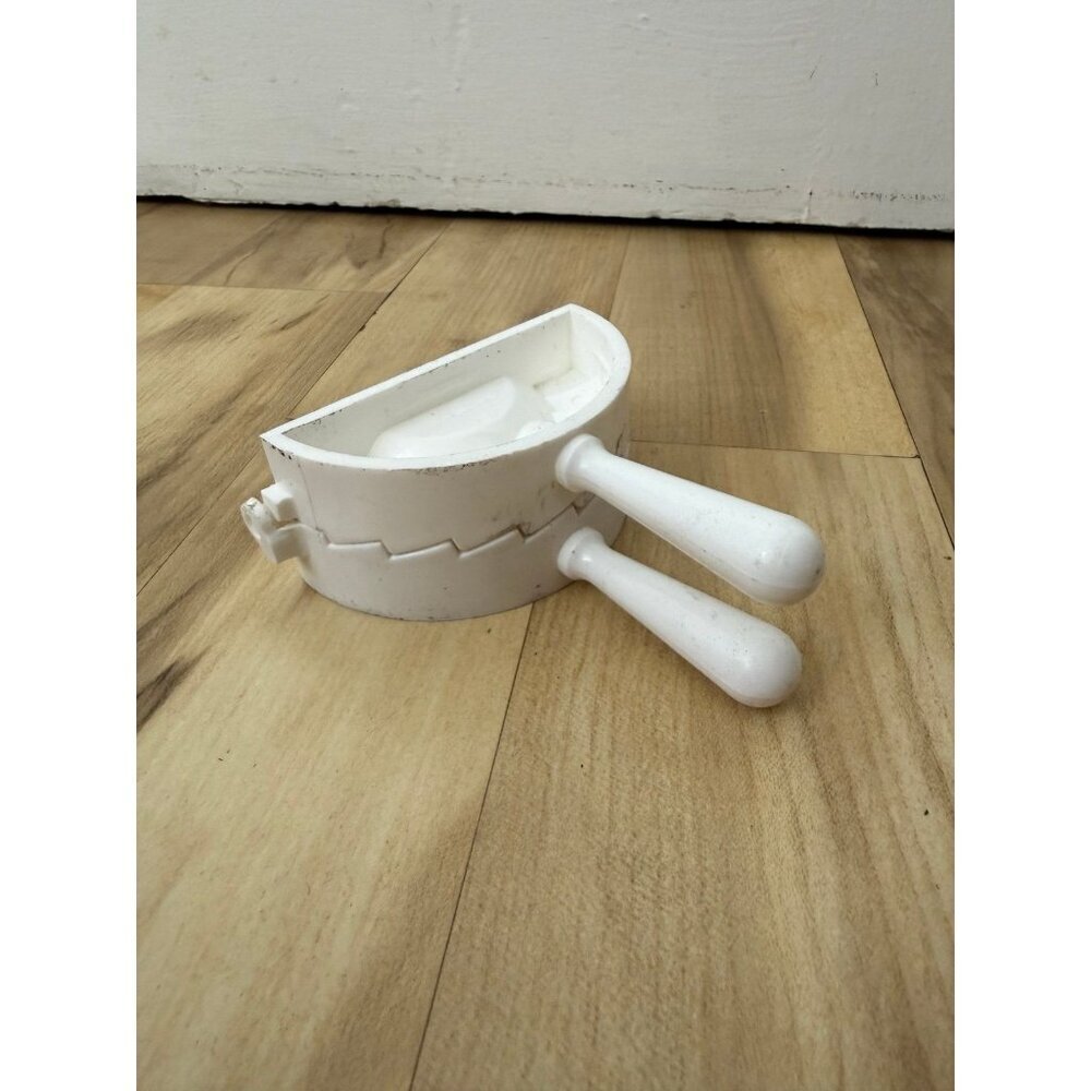 Vintage-Style White Dumpling Press Mold with Dual Handles